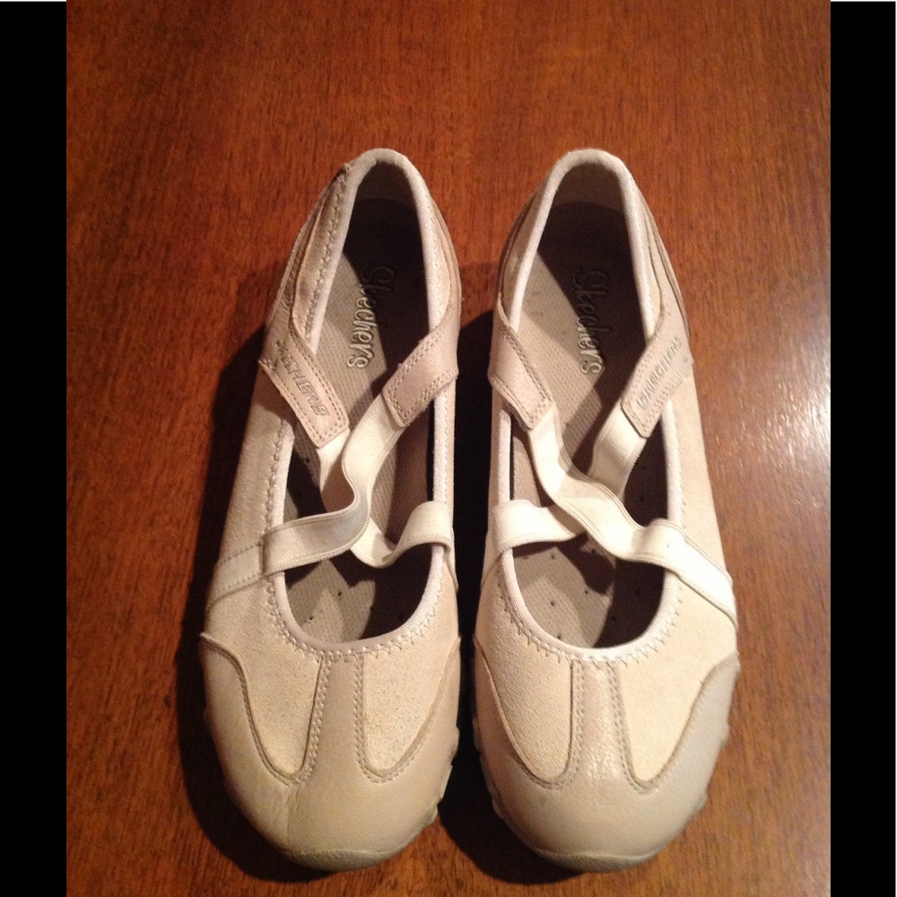 Leather & Suede Cream Skechers size 6.5 - Picture 2 of 4